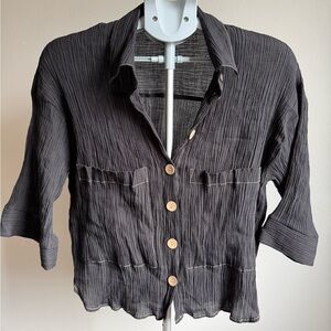 Zara Black Textured Blouse